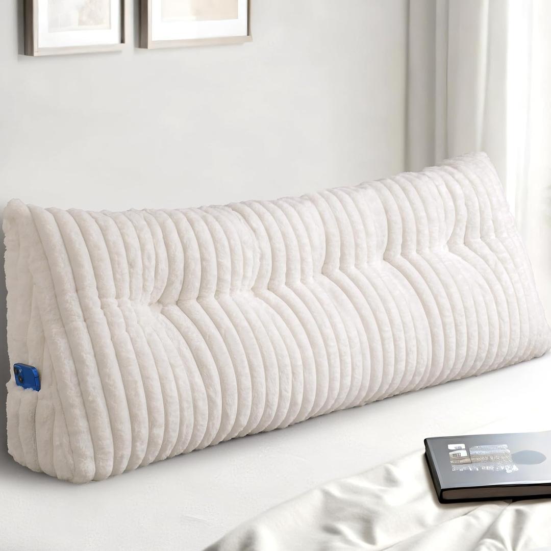 Headboard Pillow Queen, Triangular Wedge Pillow Headboard Queen, Cushion Headboards Reading Pillows, Backrest Pillows for Sitting in Bed or Working with Removable Cover, Beige (White) Headboard Pillow Queen, Triangular Wedge Pillow Headboard Queen, Cushion Headboards Reading Pillows, Backrest Pillows for Sitting in Bed or Working with Removable Cover, Beige (White)