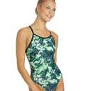iSwim Breeze Thin Strap One Piece Swimsuit Women's' Competitive Swimwear, Training Fit, Quick Dry, UPF 50+, Lined & Chafe-Resistant - Green - 38