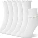 3 x 6 Pairs Ruffle Socks for Women, Cute Frilly Crew Socks