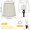 Small Lamp Shade Set of 2, 4.5" Top x 6" Bottom x 5.5" Slant Beige Fabric Sconce Lampshades Pleated Cloth Chandelier Shades for E14 Bulbs