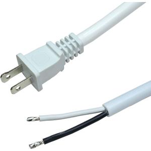 2 Prong Polarized 14 Gauge 6ft Power Cord, White | NEMA 1-15 Plug, SJTW 14AWG, 110V 115V 120V, Heavy Duty, For AC Appliance