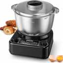 Electric Dough Mixer with Ferment Function, 6.5QT Stand Dough Maker, Dough Kneading Machine with 304 Stainless Steel Bowl, Removable Lid & Knob Control, Ideal for Pizza, Pasta, Bread - Onyx Black