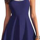 AI'MAGE Womens One Piece Swimsuits A Line Swim Dress Adjustable Straps Tummy Control Bathing Suit with Pockets