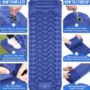 MOXILS Sleeping Pad, Ultralight Inflatable Sleeping Pad for Camping, Built-in Pump, Ultimate for Camping, Hiking, Airpad, Carry Bag, Repair Kit, Compact & Lightweight Air Mattress(Blue)