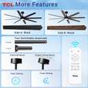 TCL 72 Inch Large Black Ceiling Fans with Lights and Remote