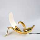 Modern Plated Resin Banana Table Lamp Light Novelty Plug in LED Fruit Night Lights,Funky Banana Lamp for Office Decorations Bedroom Atmosphere Lamp (Lying Banana Lamp)