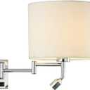 Wall Sconce 2-Lights Fabric Lamp Shade Wall Lamp Light LED Small Spotlights Adjustable Metal Arm Wall Light with Wall Lantern Aisle Bedroom Wall Lighting Fixture Waterproof