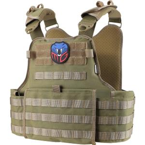 MGFLASHFORCE Tactical Vest for Men, Airsoft Molle Vest (One Size, Tan)