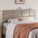 King/Cal King Size Upholstered Headboard, Adjustable Head Boards with LED Light & Charging Station, Bed Headboard Only, Attach Frame, Ideal for Bedroom, Dorm, Guest Room, Beige