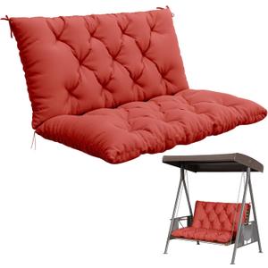 Porch Swing Cushion with Backrest,Waterproof Bench Cushion for Outdoor Furniture,2-3 Seater Replacement Thickened 5 in swing cushion,with Ties,Patio,Outdoor,Backyard and Garden (Red,40x40 in)