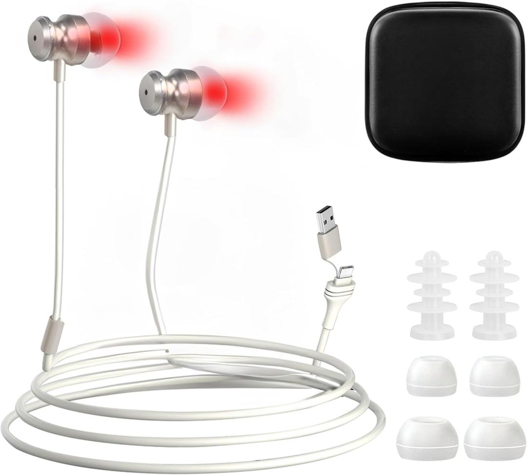 2026 Upgraded Red Light Wellness Device  2-in-1 650nm Red Light for Ears & Nose  Gentle Relaxation & Daily Use with USB & Type-C, Includes Soft Silicone Tips and Storage Box (White)