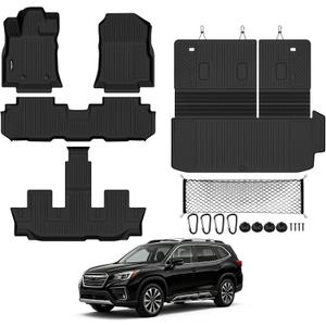 All Weather TPE Floor Mat Set for 2019-2026 Subaru Ascent 7 Seats | Trunk Mat with Backrest Mat & Cargo Net for Subaru Ascent Floor Liner Accessories