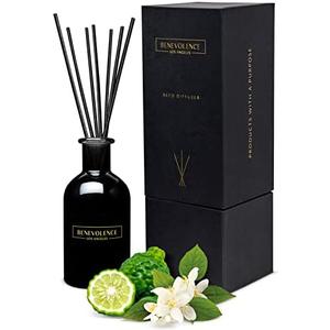 Benevolence LA Reed Diffusers for Home, Bergamot & Jasmine Relaxing Fragrance | Aromatherapy Reed Diffuser Sticks with Gift Box, Scented Sticks for Bathroom | Home Décor