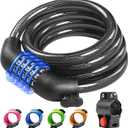 KEYSTP Bike Lock Cable with Combination,High Security 5-Digit Resettable Combination Bicycle Lock Anti-Theft, with Mounting Bracket for Bikes and Scooters, Black, 12-mm