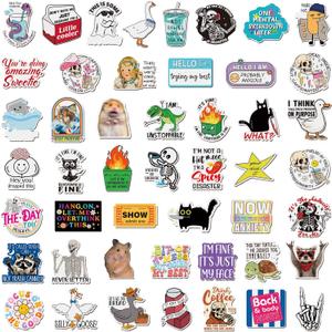 Xuhal 50 Pcs Funny Fridge Magnets Bulk Reusable Novel Expressions Cute Animal and Words Refrigerator Magnets for Adults Home Office Kitchen Decoration