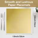 100 PCS Disposable Paper Placemats, GOH DODD 13" Thicken Mirrored Charger Plates Table Decoration Place Mats for Dinning Kitchen Bridal Shower Baby Shower Banquet Birthday Party Wedding, Square, Gold