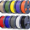 SUNLU PLA+2.0 3D Printer Filament Bundle,10KG Upgrade PLA Plus Filament 1.75mm, 3DFilament Multicolor, 1KG Spool, 10 Pack, Black+White+Grey+Blue+Red+Yellow+Olive Green+Orange+Purple+Wood Color