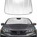 Windshield Sun Shade for Honda Civic Sedan 2012-2015. Reflective Aluminum Film Front Window Sunshade - BLAZBLOCK (Classic Shiny Silver)