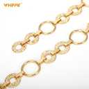 WHIPPY Metal Waist Chain Belt Women Adjustable Body Link Belts Ladies Fashion Chain for Jeans Dress, Gold Round L