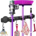 Magnetic Mop Broom Holder, Heavy Duty Magnetic Mop Hanger with Swivel Hooks for Cleaning Tools, Strong Magnet Mount Tool Hanger Organize System Utility Rack for Refrigerators Laundry Garage Kitchen