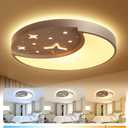 12 Inch Ceiling Light Fixtures, Creative Moon & Star Bedroom Ceiling Lights, 3 Color Temperature Selectable, Dimmable Ceiling Lights for Bedroom,Kids Room Kitchen Dining RoomRound White