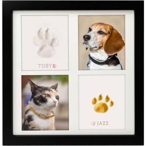 MYPAWLETS Paw Print Kit for Dog Cat,Large Pawprints Area,Pet Paw Print Impression Kit with Soft Clay, DIY Dog Print Kit,Pawprint Keepsake Frame for 1-2 Pets,Personalized Dog/Cat Gifts-Black
