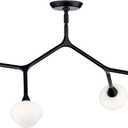 Kichler Cassius 4-Light Convertible Chandelier, Soft Modern Light with Opal Glass in Black, Sloped Ceiling Compatible, for Dining Room (19.75" x 5.25" x 39.5"), 52762BK