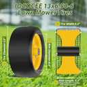 2 Pcs 13x6.50-6 Lawn Mower Tires Flat Free with 3/4" Chrome Steel Bearings, 13x6.50-6 Zero Turn Mower Front Tires, 13x6.5-6 Flat Free Lawn Mower Tires for Commercial Grade Lawn, 5.5"-7.5" Centered Hub (Yellow)