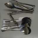 14PCS Serving Utensils - Hostess Serving Utensils Set, Premium Stainless Steel 8.7 inch Serving Utensils, Slotted Spoons, Fork, Tongs, Cake Pie Server for Buffet, Wedding, Dinner (Silver)