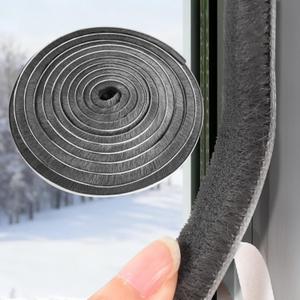 YoleShy 33 Ft Brush Weather Stripping Door Seal Strong Self-Adhesive Weather Stripping Window Seal Soundproofing Windproof Dustproof 0.35 in Wide x 0.6 in Thick, Grey