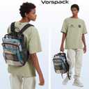 Vorspack Clear Backpack Heavy Duty - Extra Large Clear Book Bag with Multi-pockets See Through Backpack for College Workplace Travel - Black