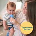 The First Years Squeeze & Sip Toddler Straw Cups - Squeezable Transition Sippy Cup with Silicone Straw - Toddler Feeding Supplies - Blue/Yelllow/Red - 7 Oz - 3 Count - Ages 6 Months and Up