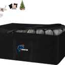 SIRUITON 51.2L x 15.7W x 23.6H Outdoor Cushion Storage Bag,Patio Furniture Cushion Storage Bag,Heavy Duty Rip Proof 600D Oxford,with Handle and Zipper of Waterproof Garden Cushion Storage Covers (Black)