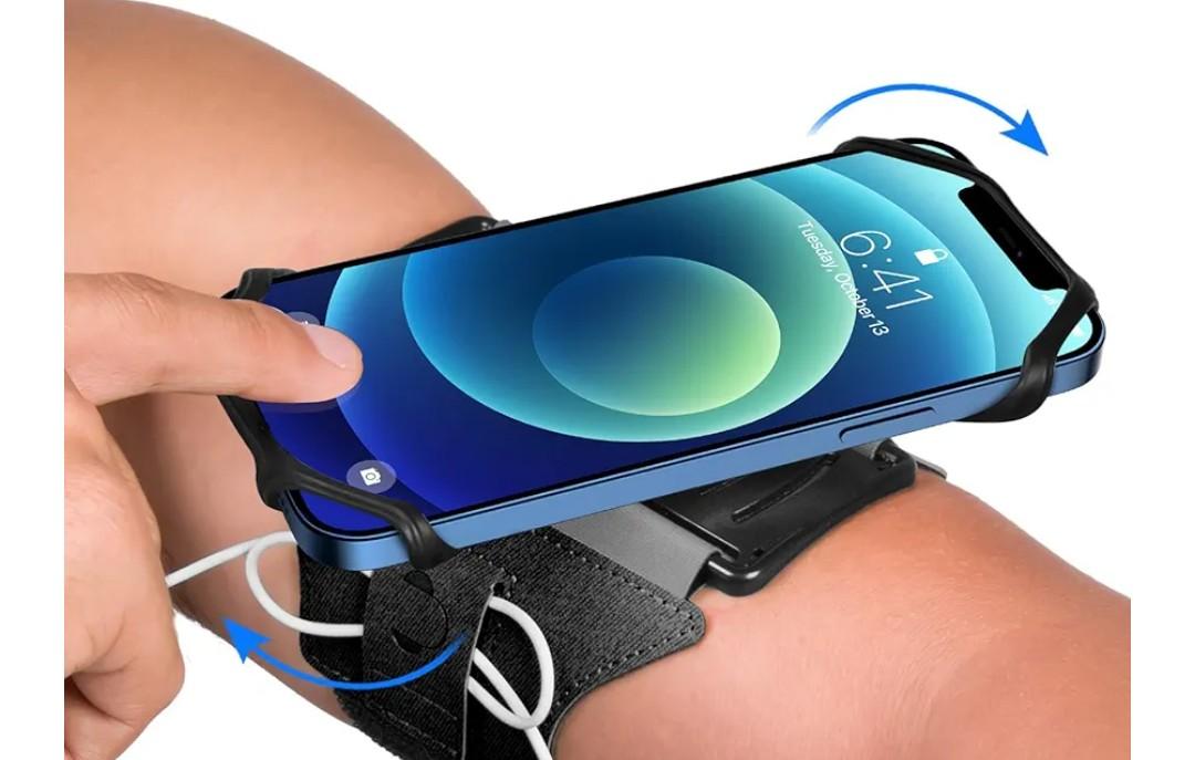 VUP Running Armband 360°Rotatable for iPhone 17/16/15/14/13/Pro Max/Pro/Mini/12/11/SE/Xs/XR/X/8/7/Plus, Fits All 4-6.7 Inch Smartphones, with Key Holder Phone Armband for Running Hiking Biking (Black