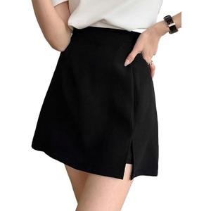 Summer Workout Casual Shorts Solid Slit Hem Skort for Women's Medium