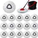 COMNICO 16 Pcs Spin Mop Replacement Heads,Microfiber Mop Replace Head White | Large, Deep Clean Refills, Spin Mops, for Easy House Cleaning, Floor Mopping
