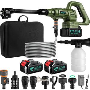 Max 1100PSI 3.0 GPM Battery with Multi-3 Level Adjustment, 6-in-1 Nozzle & Foam Cannon, 26.2 ft Hose for Car & Home