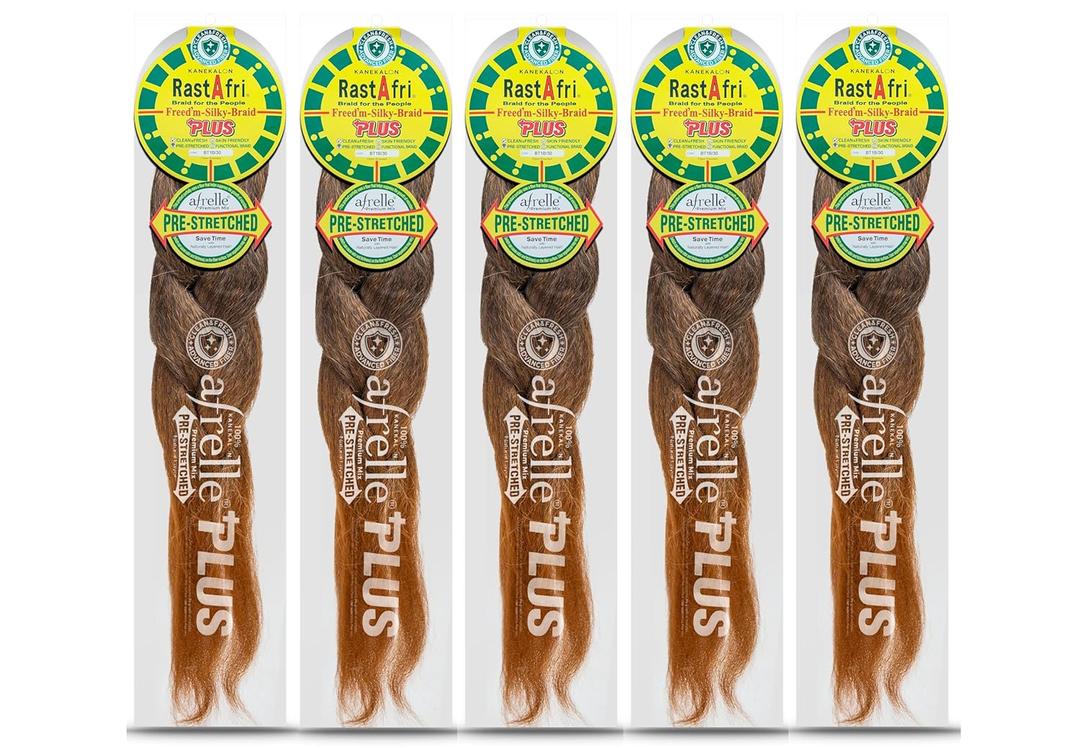 RastAfri Pre-Stretched Silky Braiding Hair (5 Single Packs, #BT 1B/30)