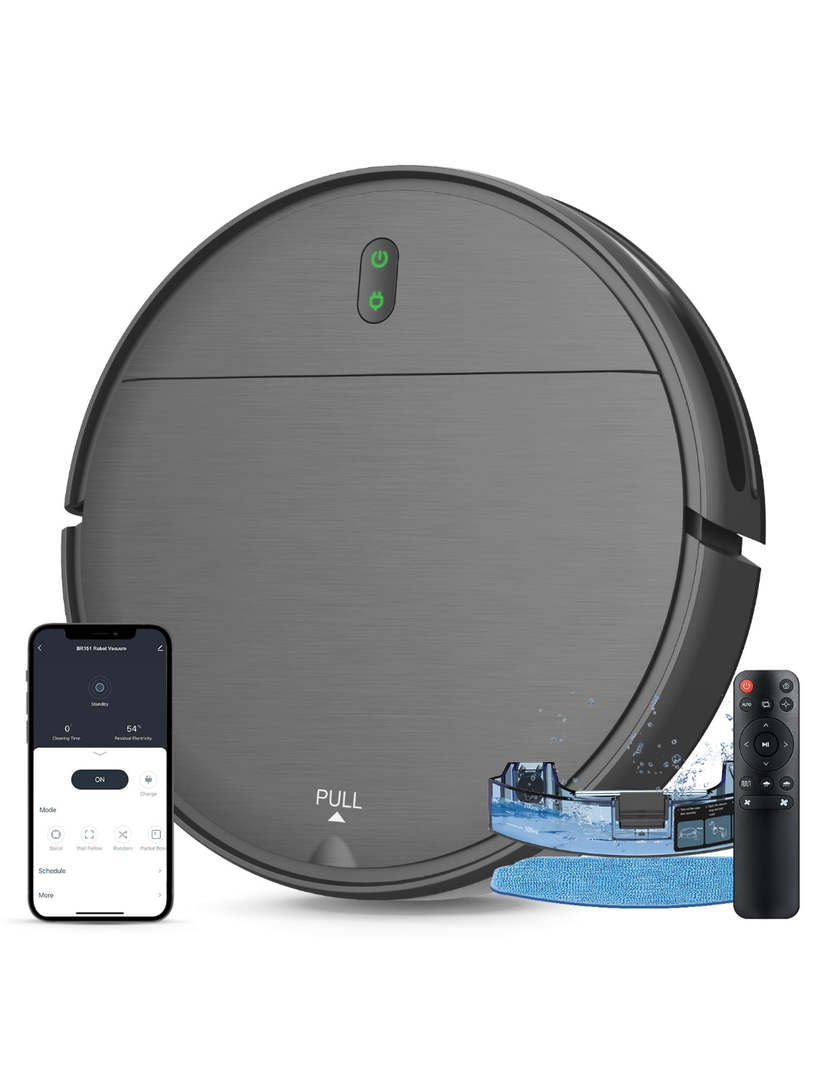 MAMNV Robot Vacuum and Mop Combo, WiFi/App, Vacuum and Mop Robot with Schedule, 2 in 1 Mopping Robot Vacuum with Watertank and Dustbin, Self-Charging, Slim, Ideal for Hard Floor, Pet Hair, Carpet