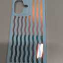 Heaofei Rectangle Case for iPhone 16 Case for Women Girls Boys, with Iridescent Wave Pattern and Cute Candy Color Design, Kawaii Aesthetic Girly Protective Phone Cover, Light Blue