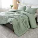 Litanika King Size Comforter Set Sage Green, 3 Pieces Lightweight Solid Comforter King Size, All Season Fluffy Down Alternative Comforter Bed Set Quilt Blanket (King (104"x90"), 01 - Sage Green)