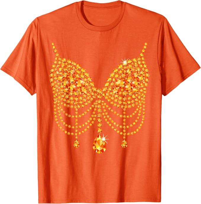 Halloween Orange Bra Design Costume Show Girls T-Shirt. size S