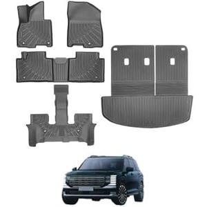 All Weather Floor Mats for 2026 Hyundai Palisade Hybrid 7 Seat Only, Custom Fit TPE Floor Liners & Cargo Mat with Backrest Mats Full Set, Black Car Accessories for Hyundai Palisade 2026