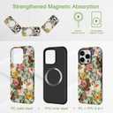 Compatible for iPhone 16 Pro Case Vintage Butterfly Rose Cute Aethetic Design for Women Girls [Compatible with Magsafe] Shockproof Anti-scratch Phone Case for iPhone 16 Pro, Retro Butterflies