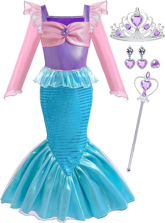 Little Girls Mermaid Princess Costume Party Dress for Toddler Kids Baby Halloween Dress Up 

Size 120