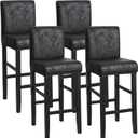 FORCHEER Black Bar Stool Chair Cover with Backs Set of 4 Leather Looking Barstool Slipcover for Short Back Counter Chairs Removable Washable (4PC, Black)