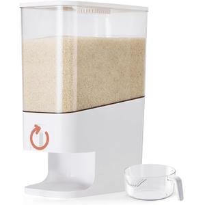 22-25lbs Rice Dispenser, 10.5 Qt/10L/25 lbs Grain Storage Container with Measuring Cup Cereal Dispenser Cereal Bucket for Kitchen Pantry Organization