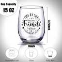 Irenare 4 Pcs 15 oz Friends Wine Glasses Set, Friend Friendship Gifts for Women Friends, Stemless Wine Glasses for Birthday Galentines Gift for Women, Sister, Mom, Grandma, Nana, Her