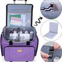 LUXJA Serger Case with Detachable Trolley Dolly, Bag with Removable Padding Pad (Fit for Most Standard Machines), Purple