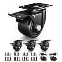 3 Inch Heavy Duty Casters Set of 4, Load 4400lbs, Locking Swivel Plate Industrial Casters with Double Ball Bearings, Low Gravity Center Castor Wheels for Furniture, Workbench, Equipment